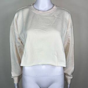 WeWoreWhat Solid Cropped Sweatshirt in‎ Off White